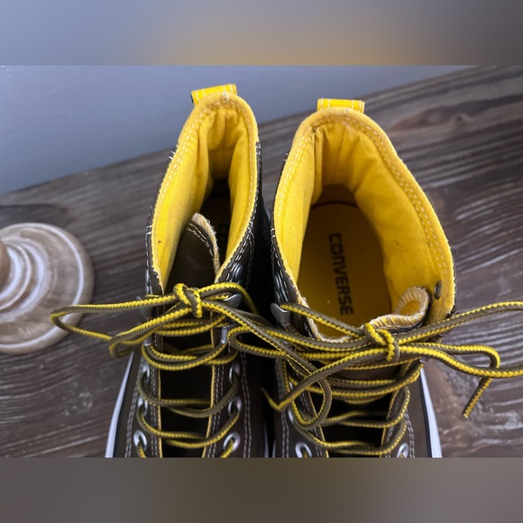 Converse Chuck Taylor City Hiker Leather High Top Sneakers Brown Yellow Sz 7M 9W - Picture 5 of 16